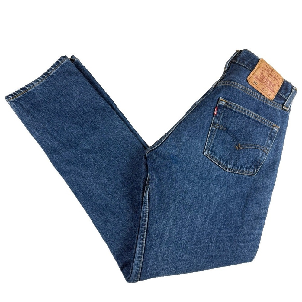 Levis 501 Jeans Womens 29x32 Made USA Vintage Blue Denim Straight Leg Button Fly